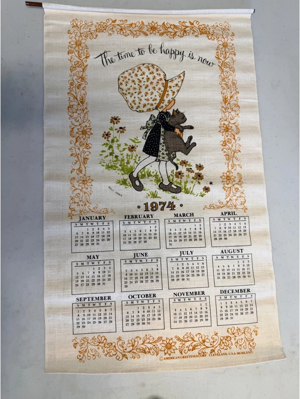 Vintage 1970s Hallmark Fabric Calendars - Set of 10